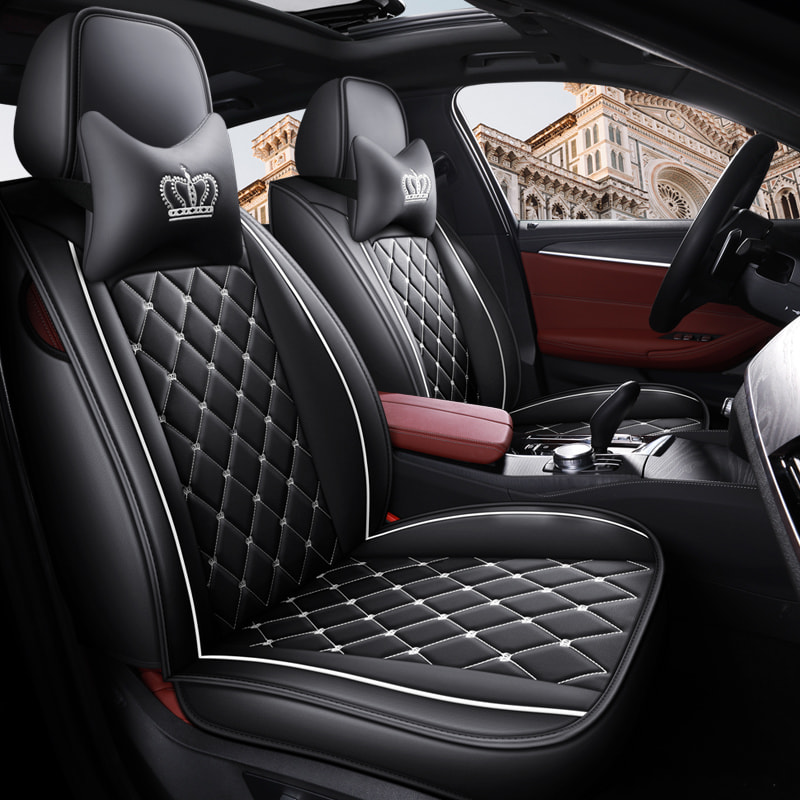 British Style Crown Embroidery Full Set Of Car Seat Cover Protective Cover Leather