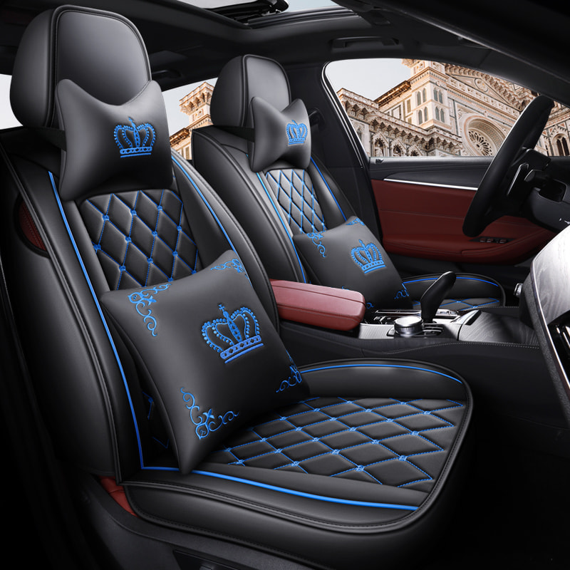 British Style Crown Embroidery Full Set Of Car Seat Cover Protective Cover Leather