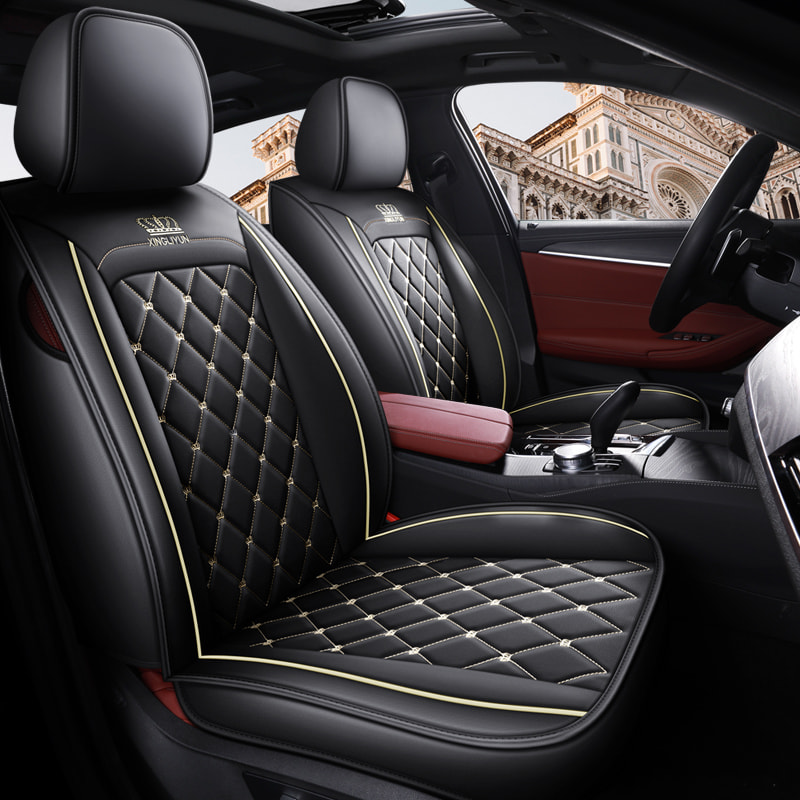 British Style Crown Embroidery Full Set Of Car Seat Cover Protective Cover Leather