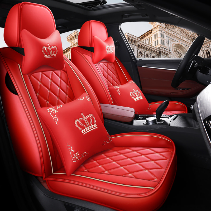 British Style Crown Embroidery Full Set Of Car Seat Cover Protective Cover Leather