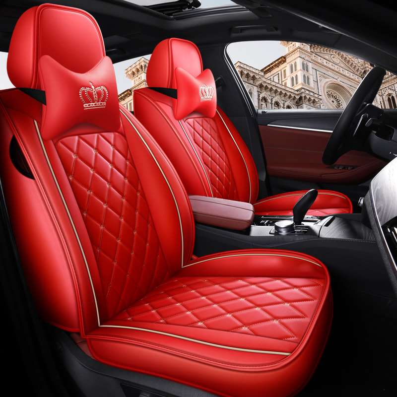 British Style Crown Embroidery Full Set Of Car Seat Cover Protective Cover Leather