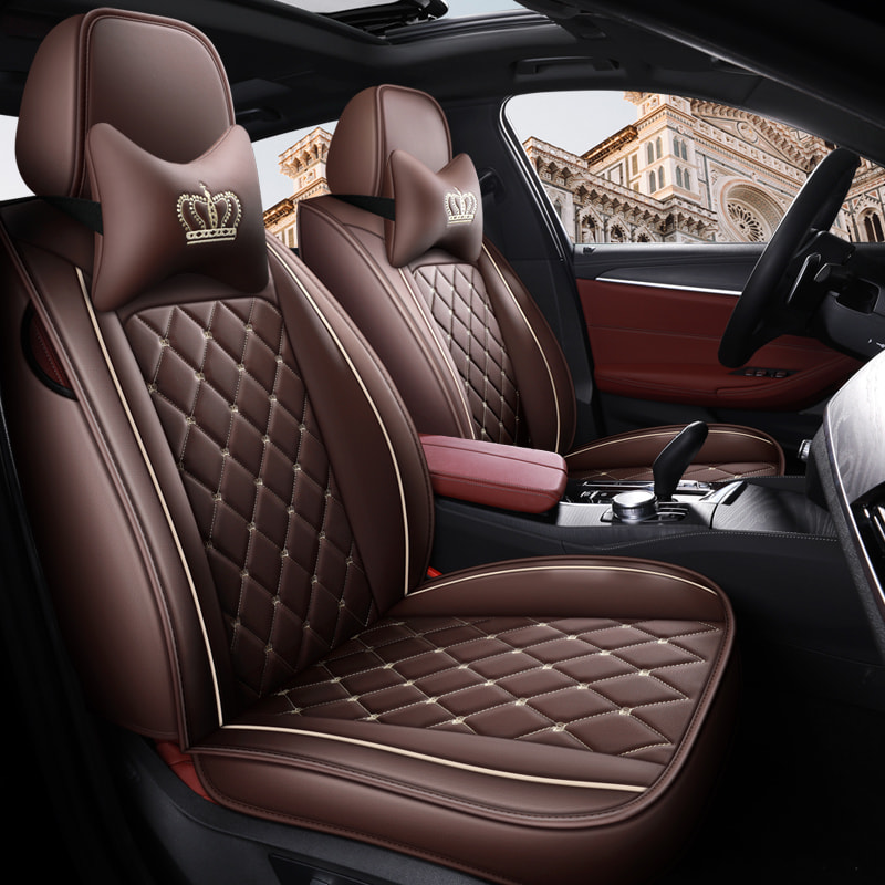 British Style Crown Embroidery Full Set Of Car Seat Cover Protective Cover Leather