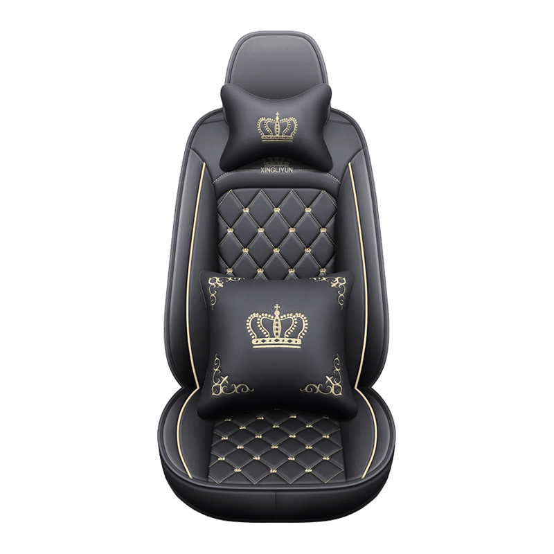 British Style Crown Embroidery Full Set Of Car Seat Cover Protective Cover Leather