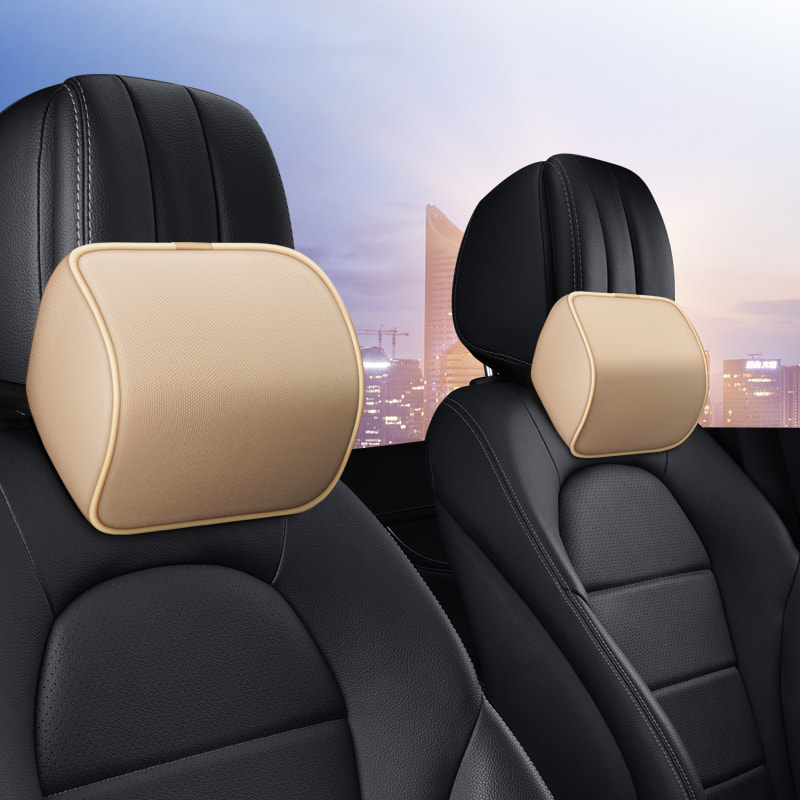 Car Neck Pillow Memory Foam Leather Suitable For Universal Auto Accessories