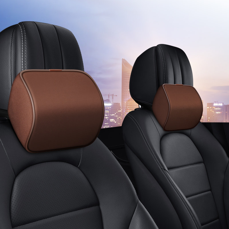 Car Neck Pillow Memory Foam Leather Suitable For Universal Auto Accessories