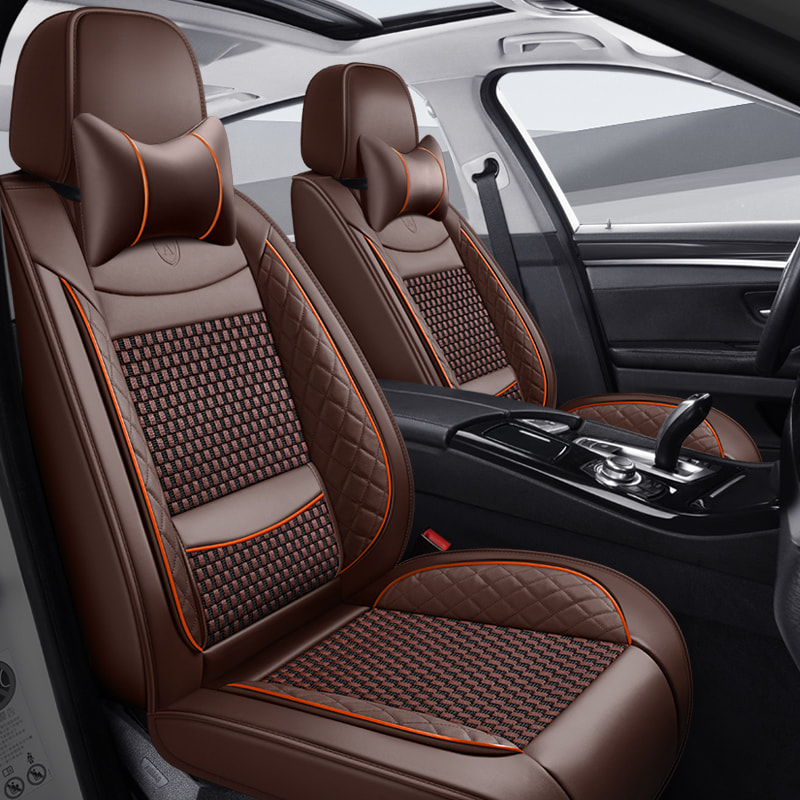 Car seat cover cushion PU leather brown