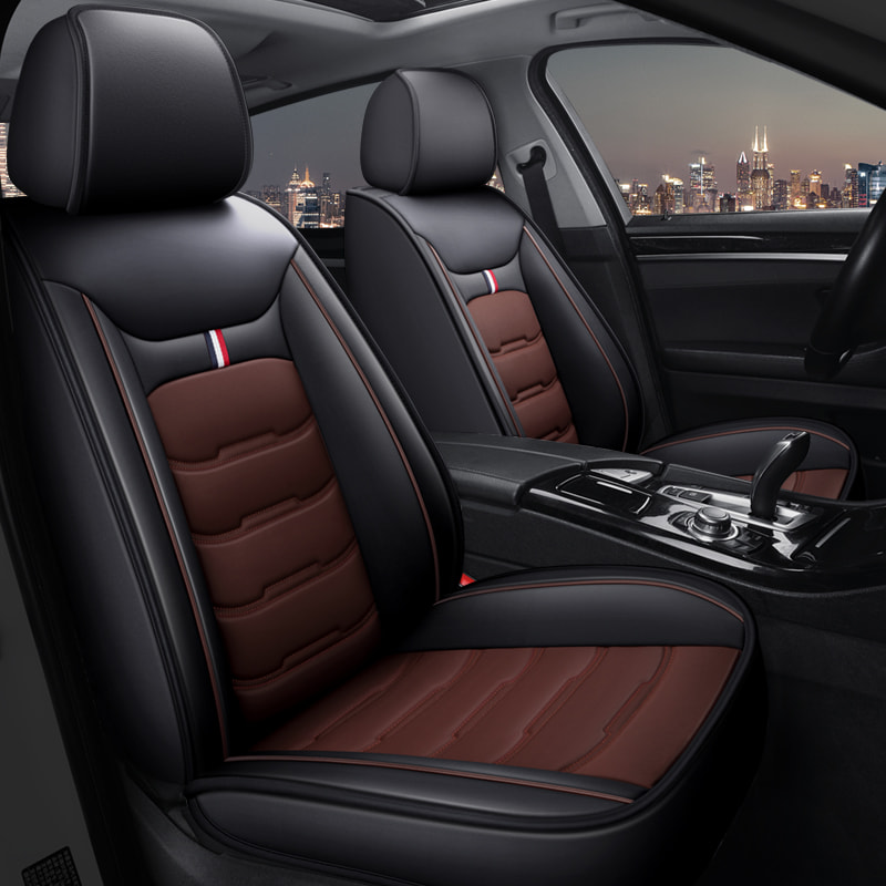 Car Seat Covers,5-seat Seat Protectors, Airbag Compatible(Black Coffee and pillow)
