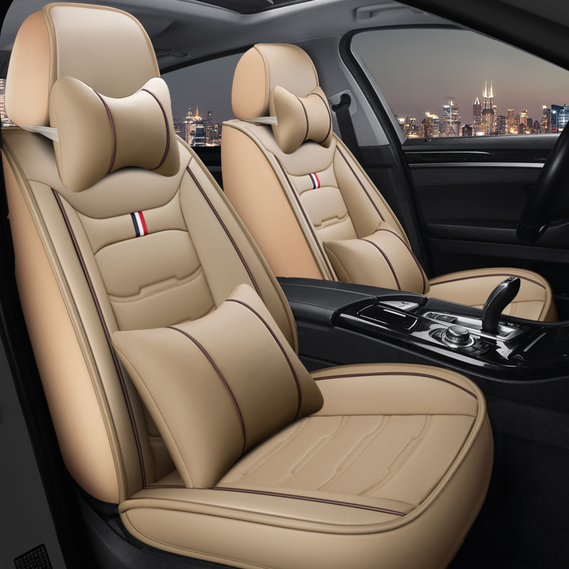 Car Seat Covers,5-seat Seat Protectors, Airbag Compatible(Black Coffee and pillow)