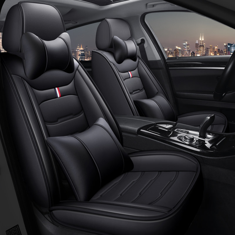 Car Seat Covers,5-seat Seat Protectors, Airbag Compatible(Black Coffee and pillow)
