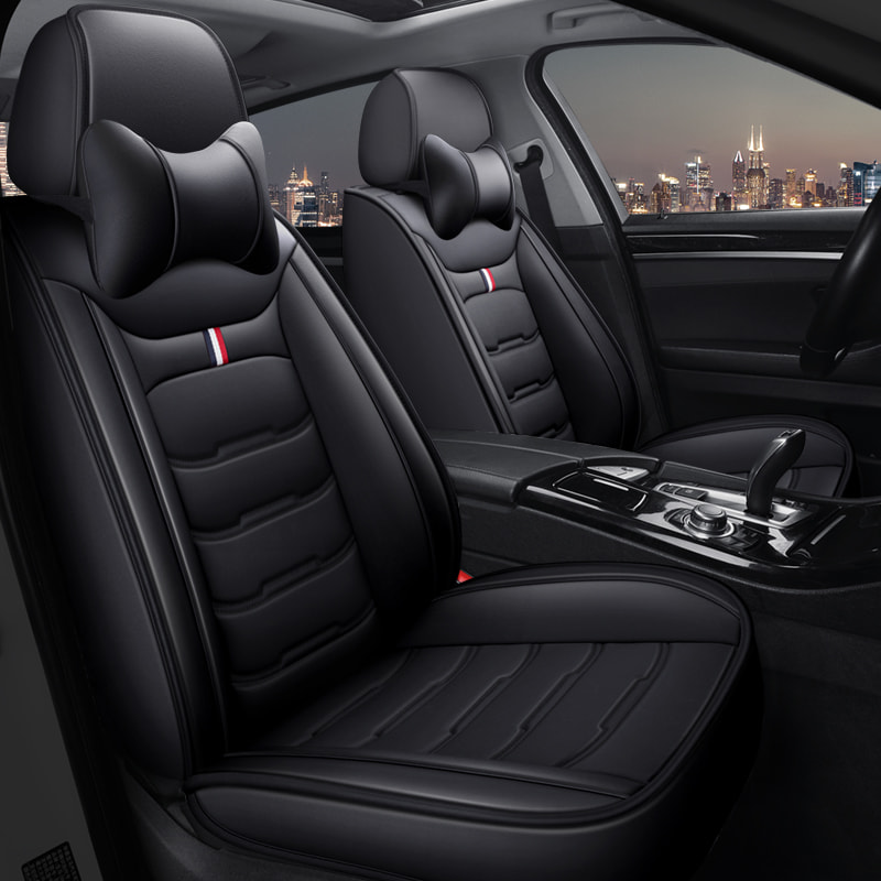 Car Seat Covers,5-seat Seat Protectors, Airbag Compatible(Black Coffee and pillow)