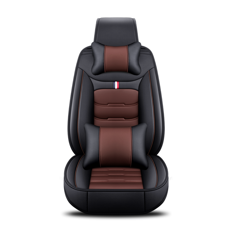 Car Seat Covers,5-seat Seat Protectors, Airbag Compatible(Black Coffee and pillow)