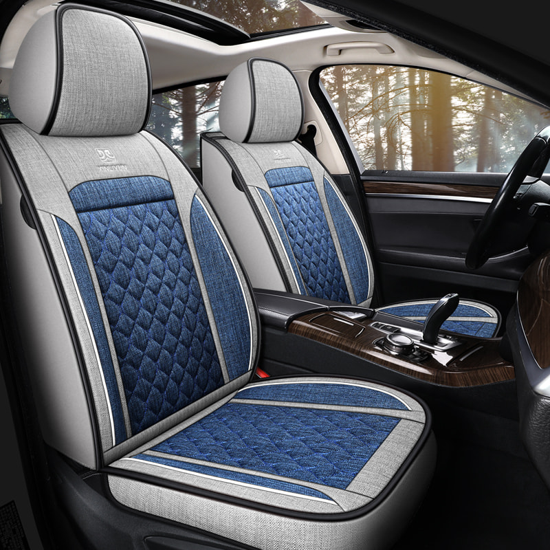Deluxe Faux Leather Full Coverage Car Seat Cover Anti-Slip Universal Fits for Sedans SUV Pick-up Truck with Headrests