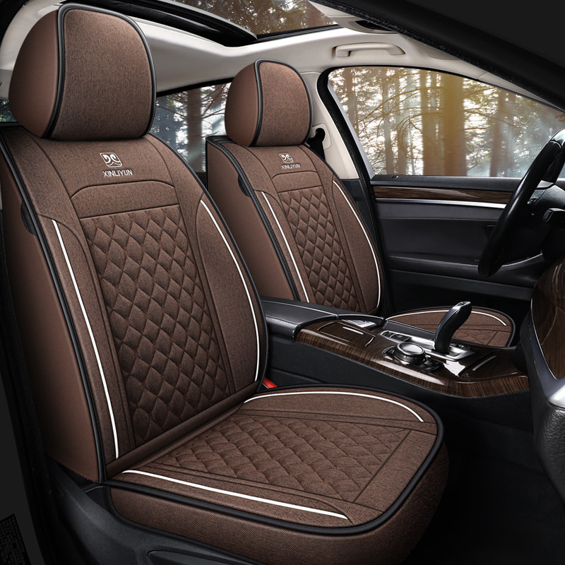 Deluxe Faux Leather Full Coverage Car Seat Cover Anti-Slip Universal Fits for Sedans SUV Pick-up Truck with Headrests