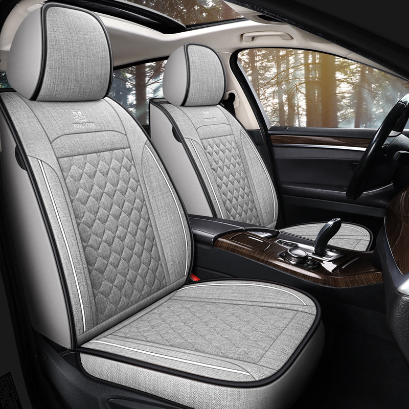 Deluxe Faux Leather Full Coverage Car Seat Cover Anti-Slip Universal Fits for Sedans SUV Pick-up Truck with Headrests