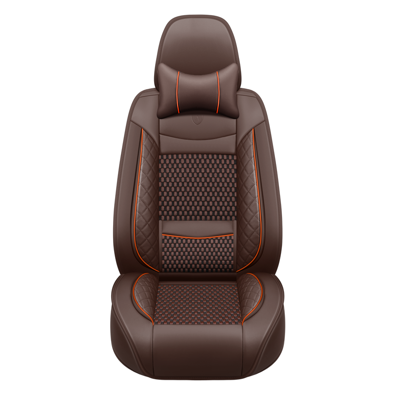 Premium Nappa Leather Auto Seat Cushions Full Set with Embossed Pattern