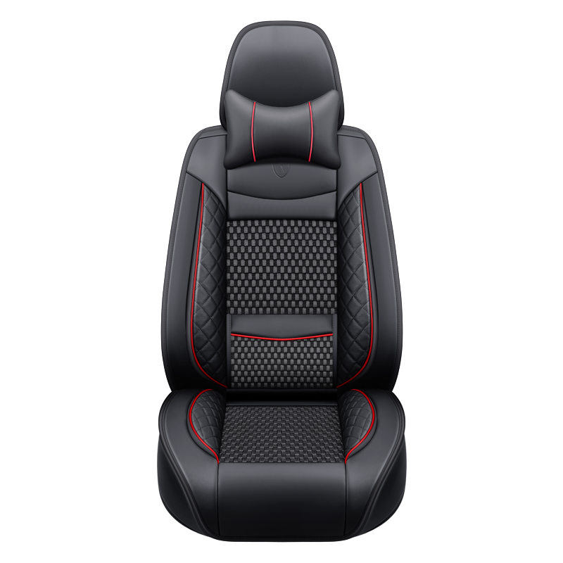 Premium Nappa Leather Auto Seat Cushions Full Set with Embossed Pattern