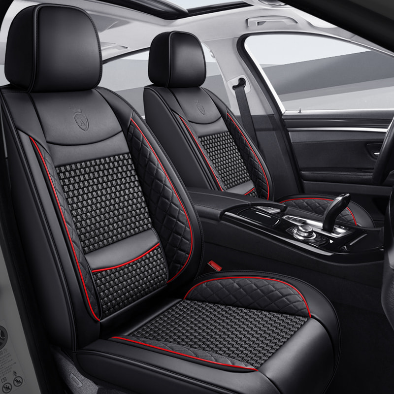 Premium Nappa Leather Auto Seat Cushions Full Set with Embossed Pattern