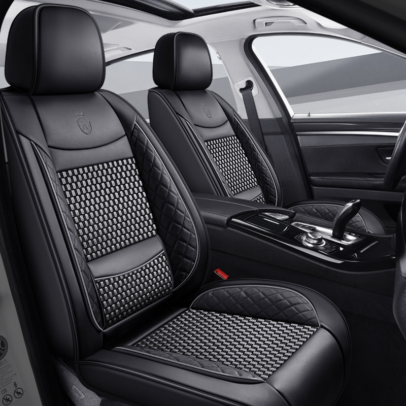Premium Nappa Leather Auto Seat Cushions Full Set with Embossed Pattern