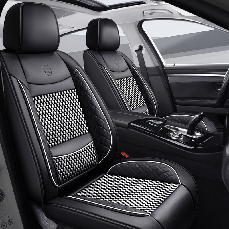 Premium Nappa Leather Auto Seat Cushions Full Set with Embossed Pattern