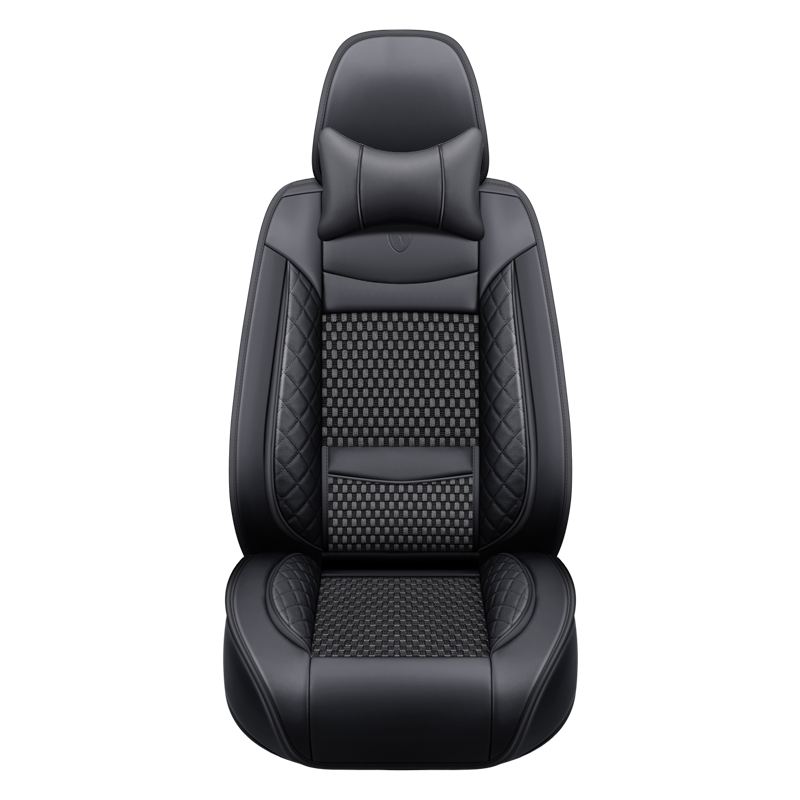 Premium Nappa Leather Auto Seat Cushions Full Set with Embossed Pattern