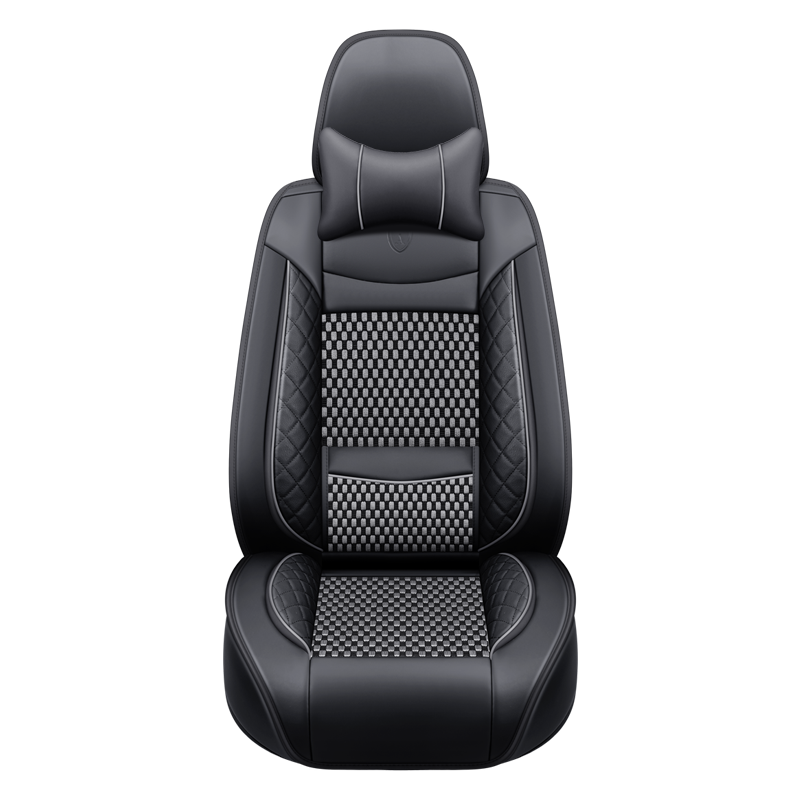 Premium Nappa Leather Auto Seat Cushions Full Set with Embossed Pattern